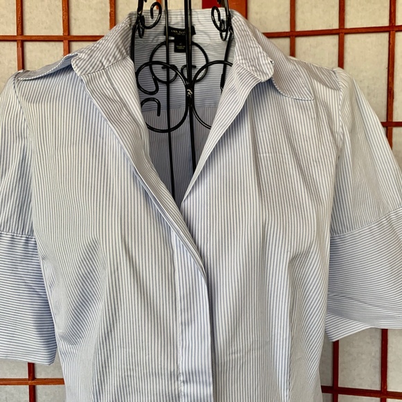 Ann Taylor Stretch Pinstripe Classic Career Blouse - Picture 3 of 8